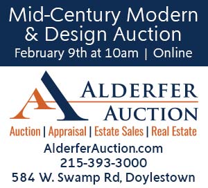 Alderfer Auction welcomes you to our online Mid-Century Modern and Design auction curated to enlighten your aesthetic interior tastes and interests to feature furniture, lighting, decorative, art, and sculpture. Bid Now at alderferauction.com
