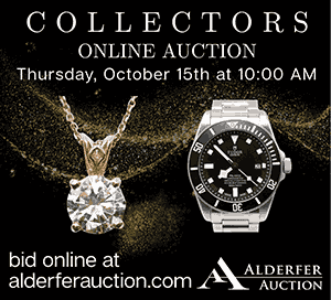 Alderfer Auction presents jewelry and watches, Native American jewelry, silver, fountain pens, Asian antiques, historical material, period furniture, bronze sculpture, Persian rugs, and an extensive selection of fine art.